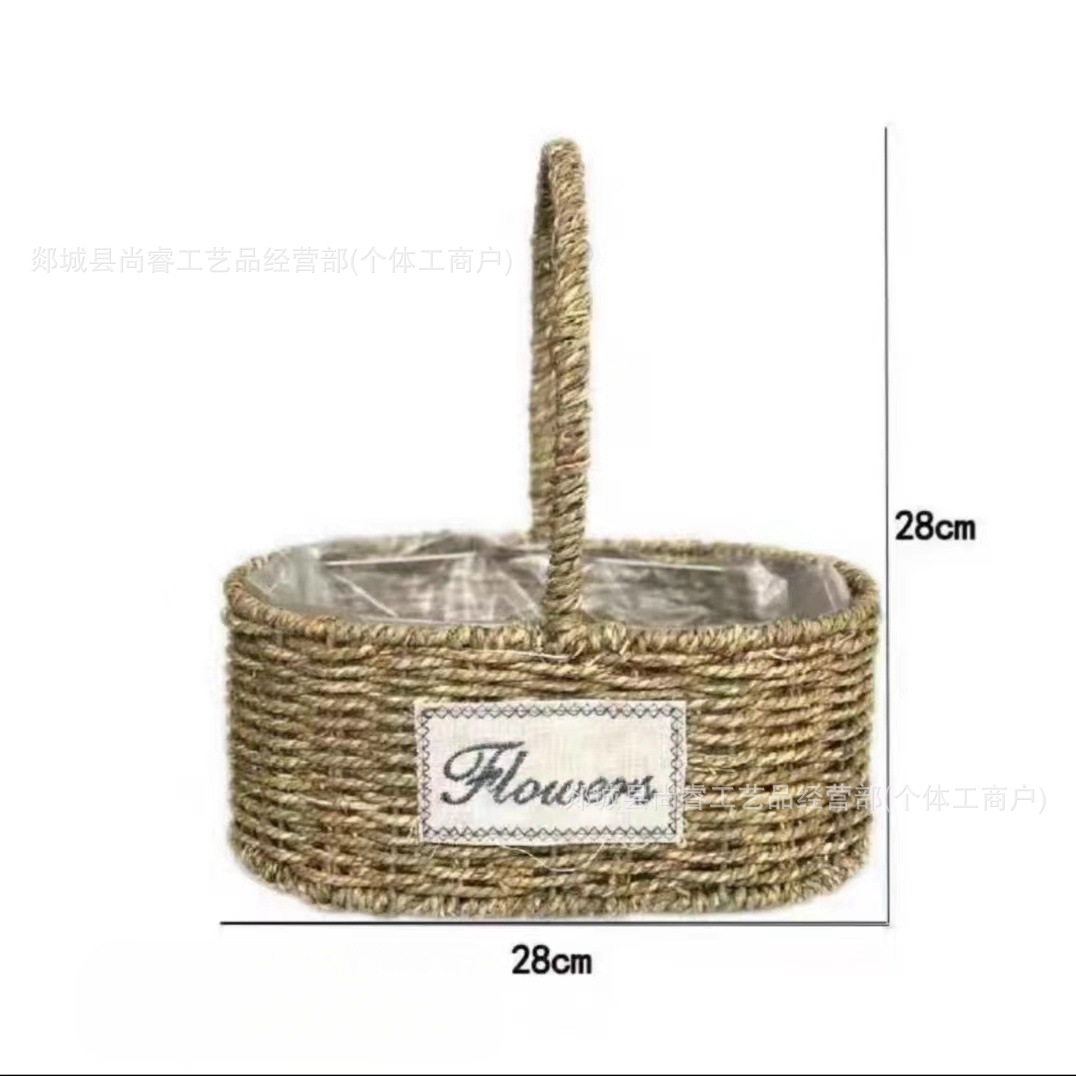 Cestas de flores tejidas a mano tejidas de paja bambú tejidas de flores tejidas a mano imitación de vid y fruta huevo caja de regalo cesta pastoral