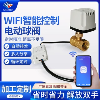 批发无线远程遥控电动二通球阀WiFi智能开关220v常闭水阀铜阀