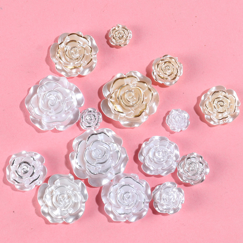Perla grado borde dorado Borde de plata Rosa crema pegamento teléfono caso DIY material hecho a mano decoración creativa