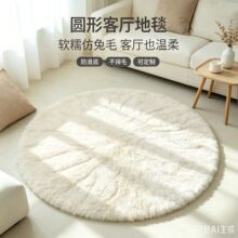 跨境供货加厚仿兔毛圆形客厅地毯儿童卧室地毯