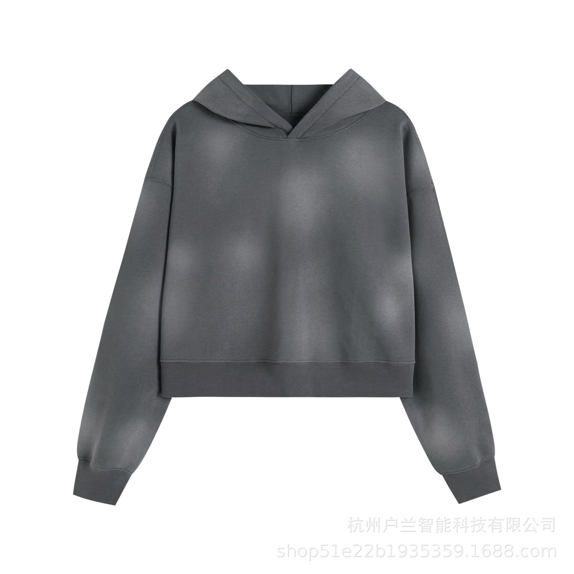 Women's 400g brushed gradient spray hooded sweatshirt dark gray