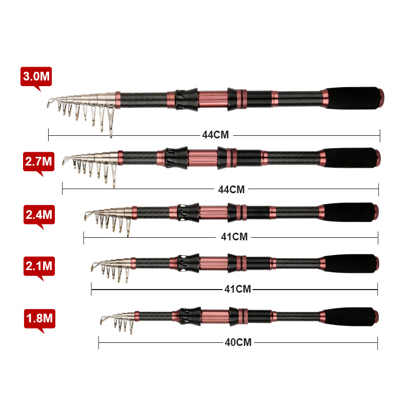 Zhenyi sección corta púrpura negro portátil varilla de mar retráctil rodilla de pesca marina arrojar equipos de pesca transfronterizos un agente de carbono