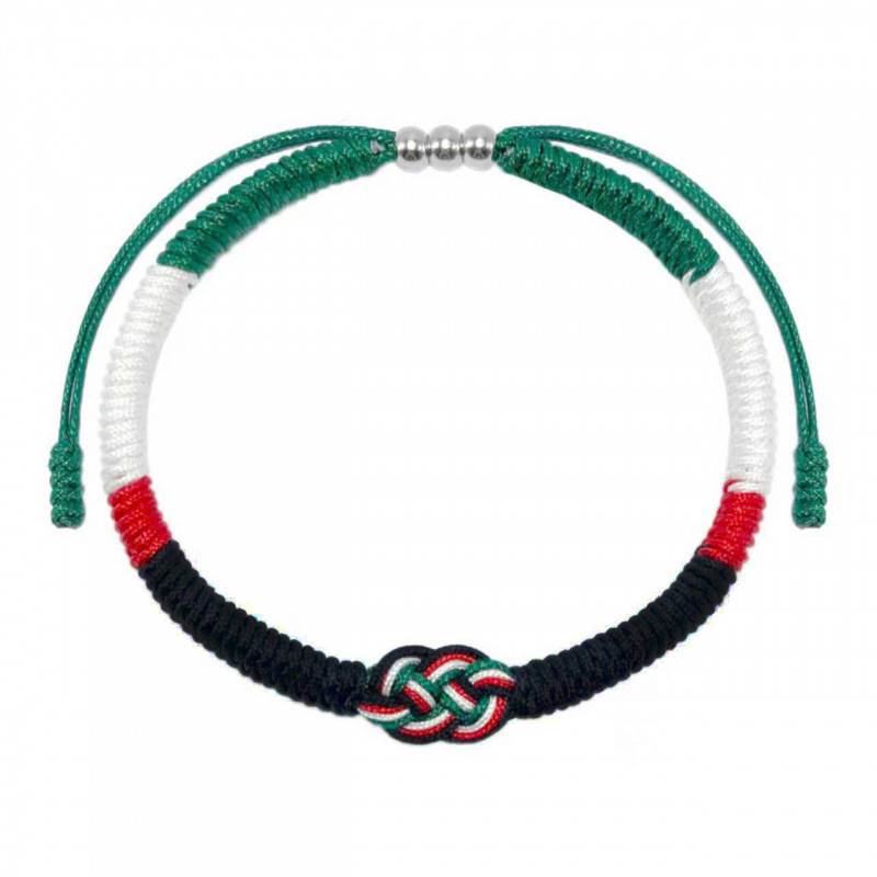 Diamond Knot Braided Bracelet, Jade Thread Braided Concentric Knot Adjustable Bracelet, Palestine Flag Color Braided Bracelet Diamond Knot Braided Bracelet, Jade Thread Braided Concentric Knot Adjustable Bracelet, Palestine Flag Color Braided Bracelet