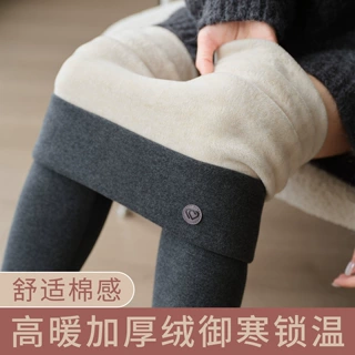 纯色简约加厚打底裤女冬季外穿高腰显瘦紧身裤弹力亲肤加绒保暖裤