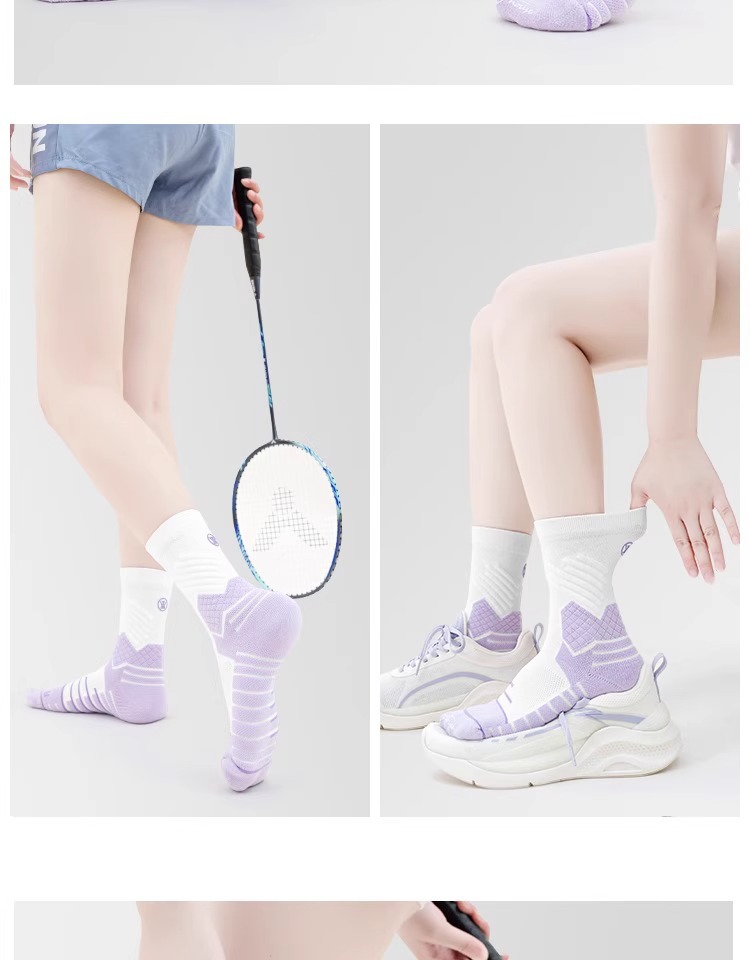 Women's Thickened Terry Cloth Mid Calf Socks For Spring/Summer Pure Cotton Sports Socks Suitable For Running Basketball And Badminton_desvips.com