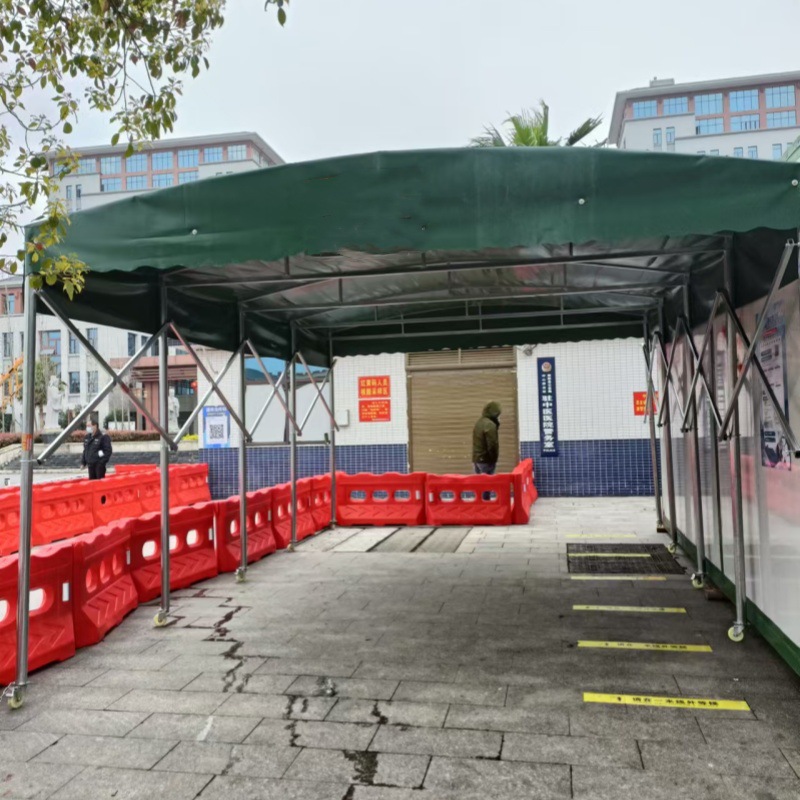 大型电动推拉雨棚活动伸缩厂房雨篷户外排挡汽车活动遮阳账篷仓库