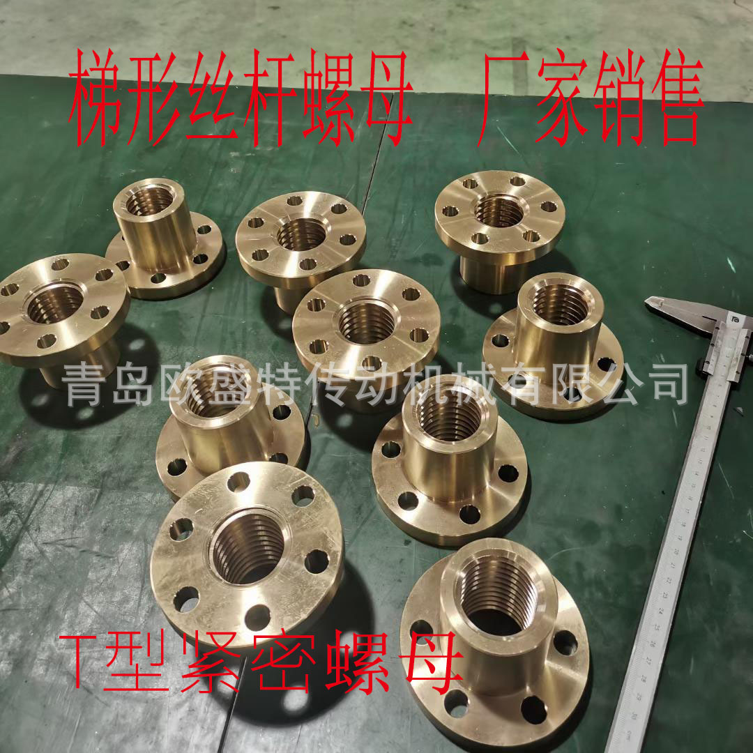 青岛T梯形螺纹丝杆多头大导程45#螺杆异形圆法兰铜螺母T40*14厂家