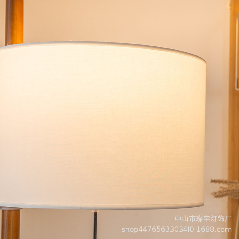 レトロ木芸フロアランプ寝室客間図書斎ホテル別荘ソファー横飾り調節可能縦型フロアランプ|undefined