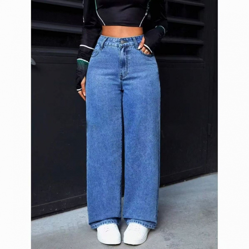 Cross-Border Independent Site Amazon Aliexpress Hot-Selling Women's Summer Sweet and Spicy Style High-Waisted Straight Loose Jeans Cross-Border Independent Site Amazon Aliexpress Hot-Selling Women's Summer Sweet and Spicy Style High-Waisted Straight Loose Jeans