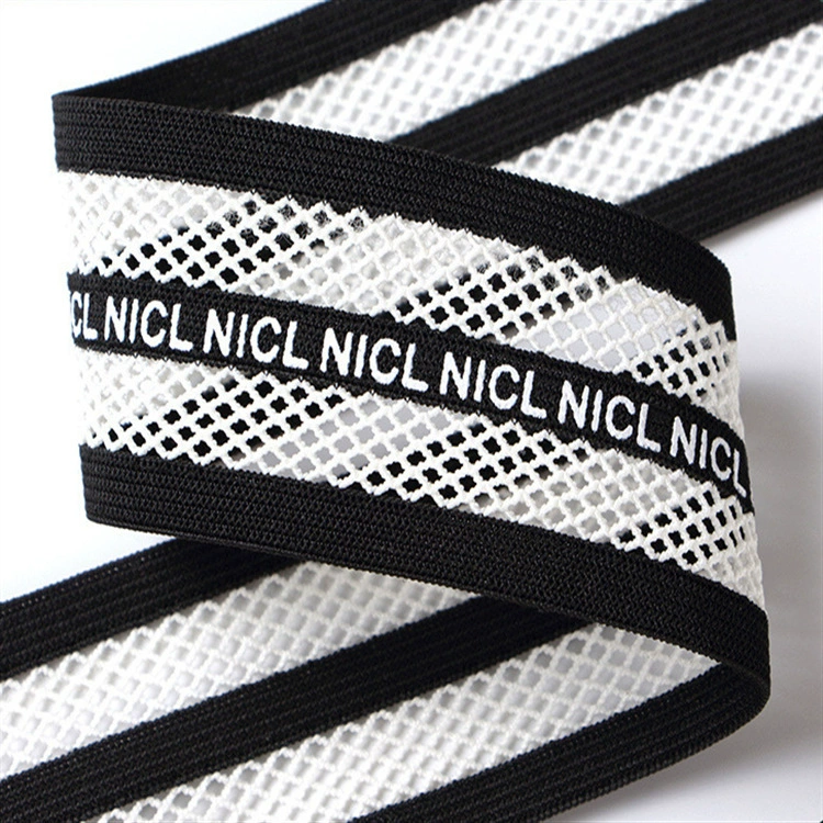 Yellow mesh letter elastic band, red mesh elastic band, blue mesh letter webbing, 4cm wide white