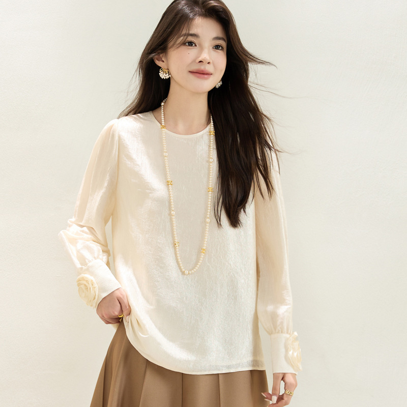 2025秋季新款长袖雪纺衫女上衣宽松洋气小衫女衬衣2701|undefined