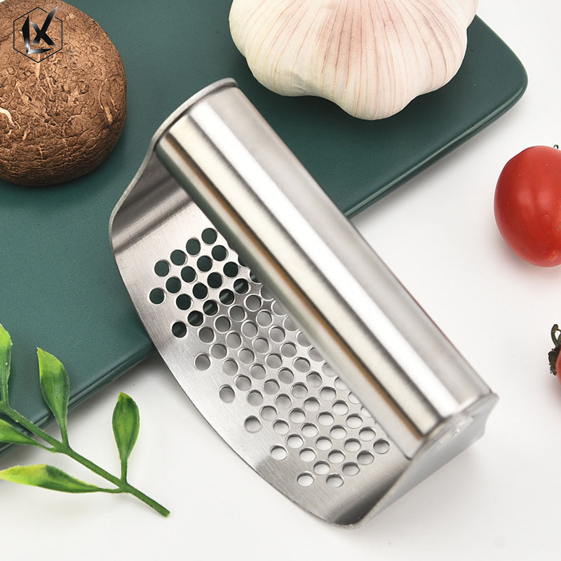 Garlic Press Stainless Steel Ring Garlic Masher All-Steel Household Garlic Masher Manual Garlic Clip Artifact Peeling Garlic