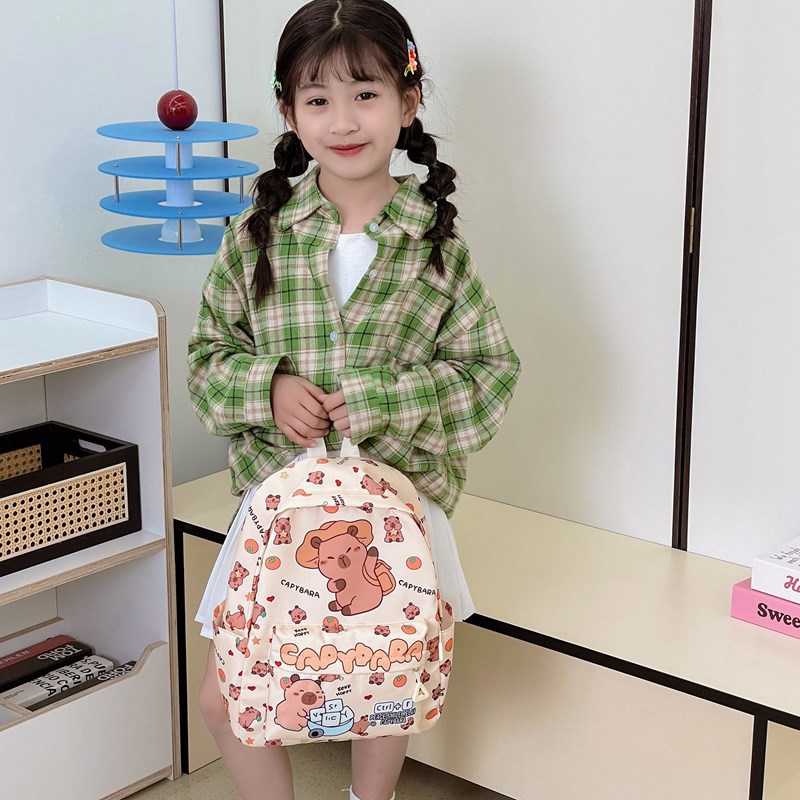 Mochila de escuela primaria de gran capacidad, linda e interesante, linda mochila para niños y niñas Kapibala, nueva mochila para niños impresa
