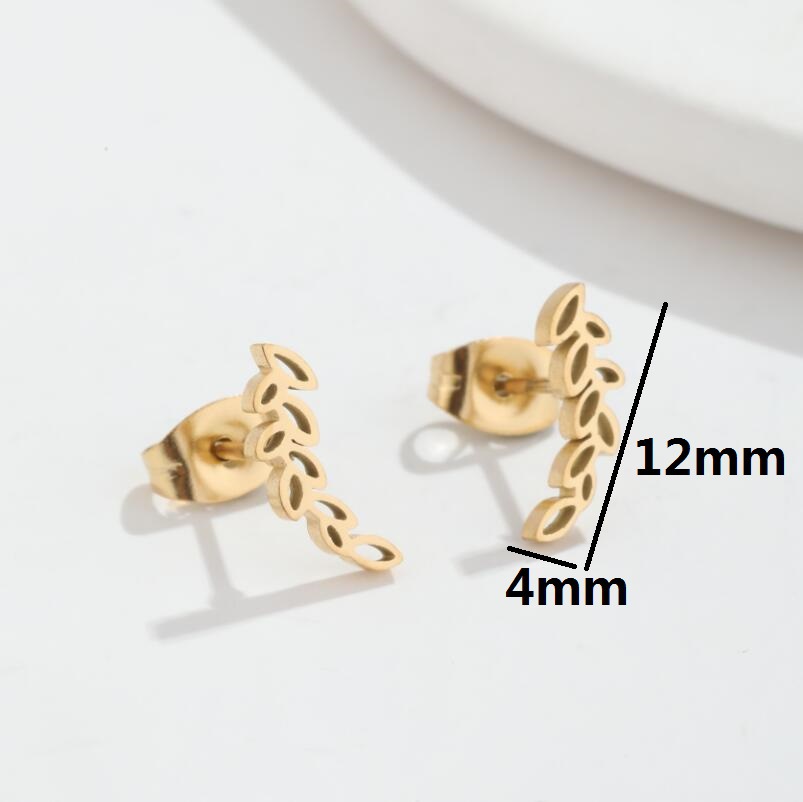 Fashion Leaves Stainless Steel Plating Hollow Out Ear Studs 1 Pair display picture 2