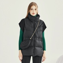 厂家2024冬季新款女装马甲鹅绒背心配小包达标90鹅绒短款