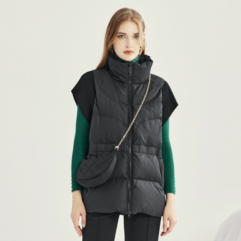 Manufacturer 2024 New Winter Women's Vest Goose down Vest with Small Bag Standard 90 Goose down Short Style