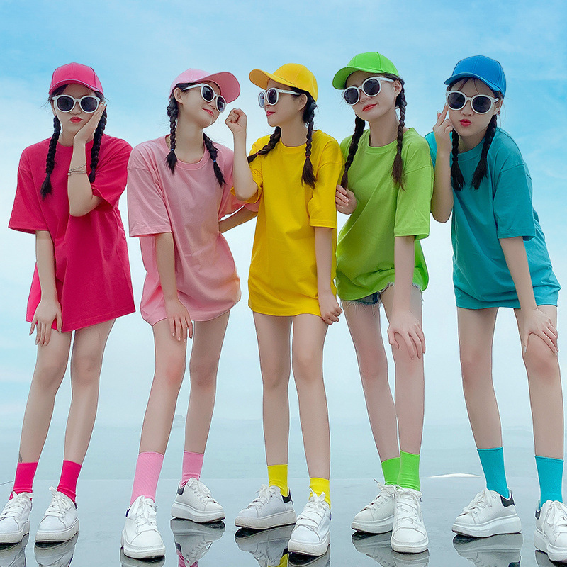 Dark Candy-Colored T-Shirt Group Uniform Performance Outfit Colorful Best Friend Outfit Sister Set Summer