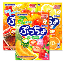 日本进口零食悠哈UHA 3味什锦果汁碳酸味觉糖/糖中糖/夹心软糖90g