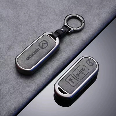 Ma 3 creative 6 – Car key bag - high-grade-gray-zinc-alloy-frame-ring-leather-buckle