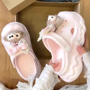 Thick-Soled Height-Increasing Cute Cartoon Shirley Rose Clogs for Women 2025 Summer Fashion Versatile Comfortable Closed-Toe Slippers