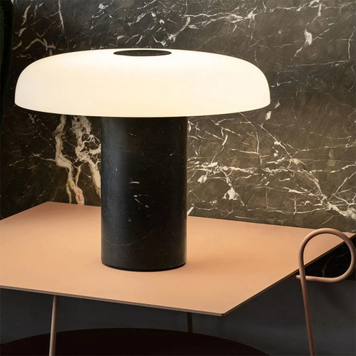 Postmodern minimalist marble nightstand lamp, Nordic designer style model room bedroom hotel black and white nightstand lamp