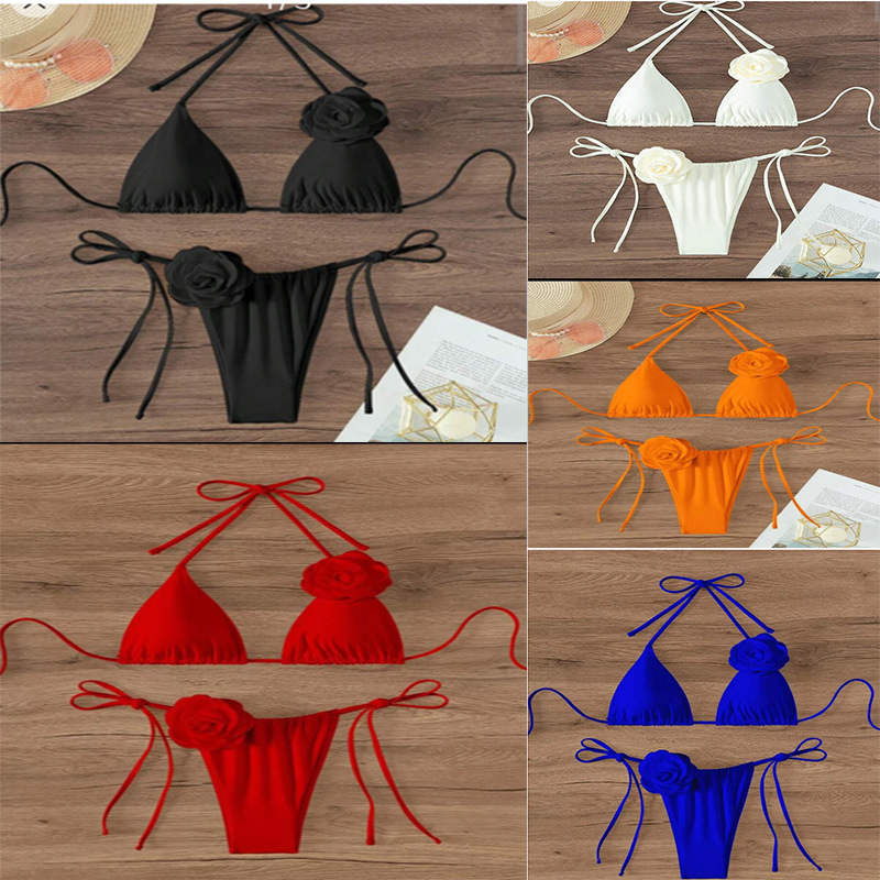 Women's Solid Color 2 Pieces Set Bikinis Swimwear display picture 1