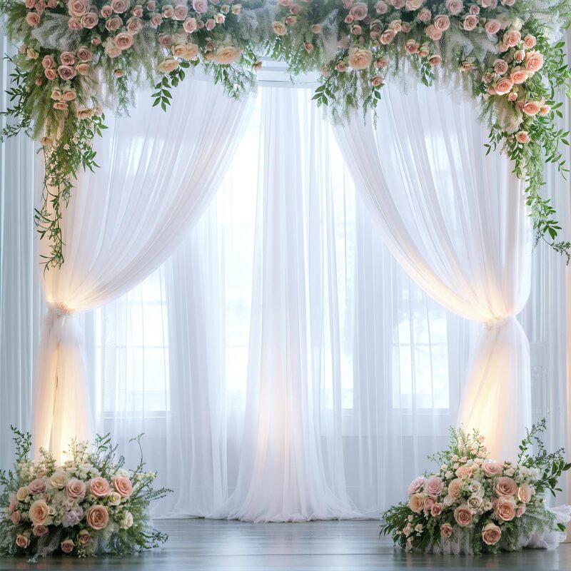 Party wedding background decorative cloth wear rod mesh layout scene curtain gauze curtain wrinkle-proof drape curtain gauze span Party wedding background decorative cloth wear rod mesh layout scene curtain gauze curtain wrinkle-proof drape curtain gauze span