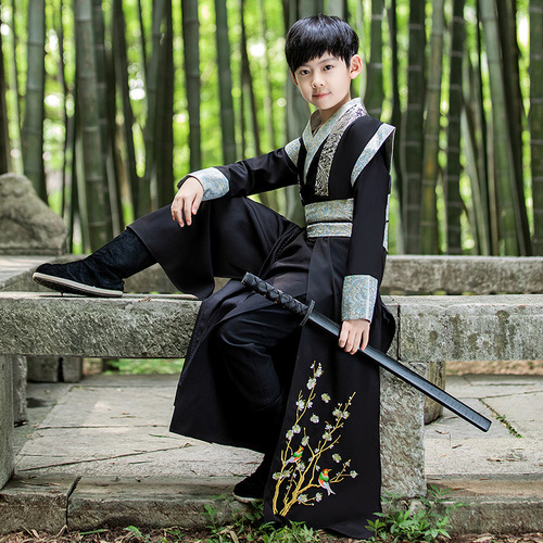 Boy kids Chinese hanfu Warrior swordsman cosplay gown boy classics Chinese wind chivalrous prince photos students costumes
