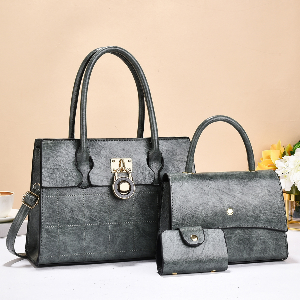 Bolso de mujer ocio estilo transfronterizo retro bolso de niños 2025 primavera nueva combinación de bolsos de tres piezas de bolso de gran capacidad
