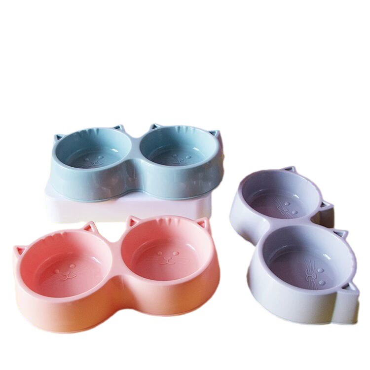 Pet Cat Bowl Двойная чаша Питьевая вода Чаша для собак Собака Бассейн для еды Тедди Райс Бассейн Питьевая вода для домашних животных Принадлежности для кошек
