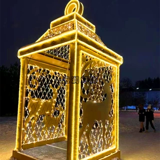 商场楼盘美陈装饰LED镂空灯饰铁艺复古工艺夜景艺术灯箱节日灯