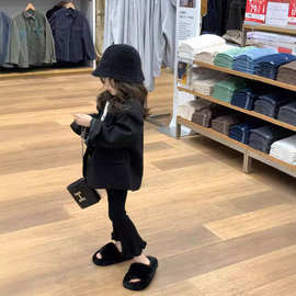 清仓不退不换【理性下单】秋款女童西装外套+打底衫+木耳边喇叭裤