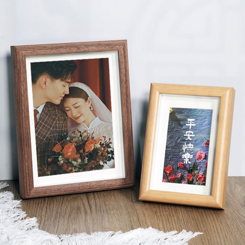 Wooden hollow glass photo frame table 6 inch 8 inch 10 creative photo diy frame solid wood picture frame wholesale