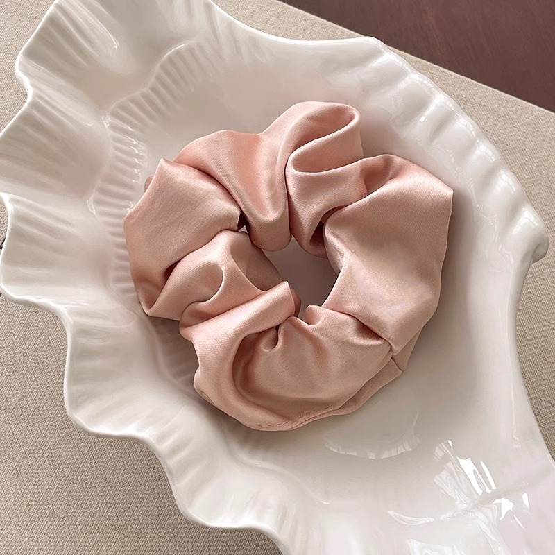 Anillo de pelo de cerdo coreano de seda satén de color sólido de alta calidad de la cabeza de la cuerda de cabello de flores de estilo francés de cola de caballo correa de cabello para mujeres