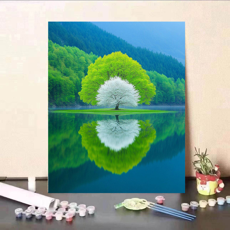 新款荷花数字油画diy手工填色治愈解压高颜值客厅装饰画送礼|undefined