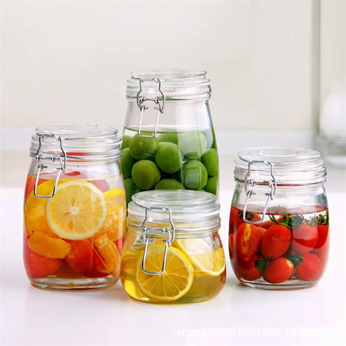 Wine jar glass jar sealed buckle tea jar large wholesale pickle jar household storage glass honey bottle