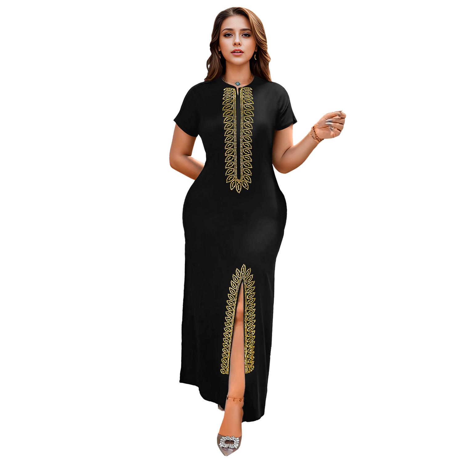 C7261 Cross-border AliExpress Amazon Moda europea y americana Bolso de perforación en caliente para mujer Brazo dividido Elegante vestido delgado image 8