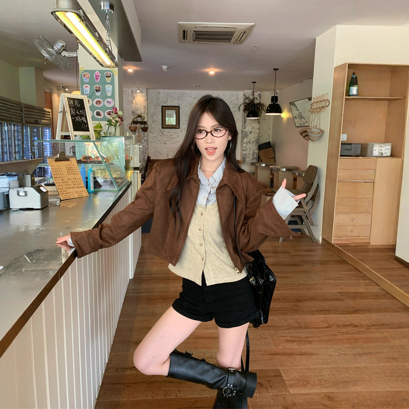 实拍 美拉德休闲独特酷飒夹克短外套2025秋小个子设计感短款上衣|undefined
