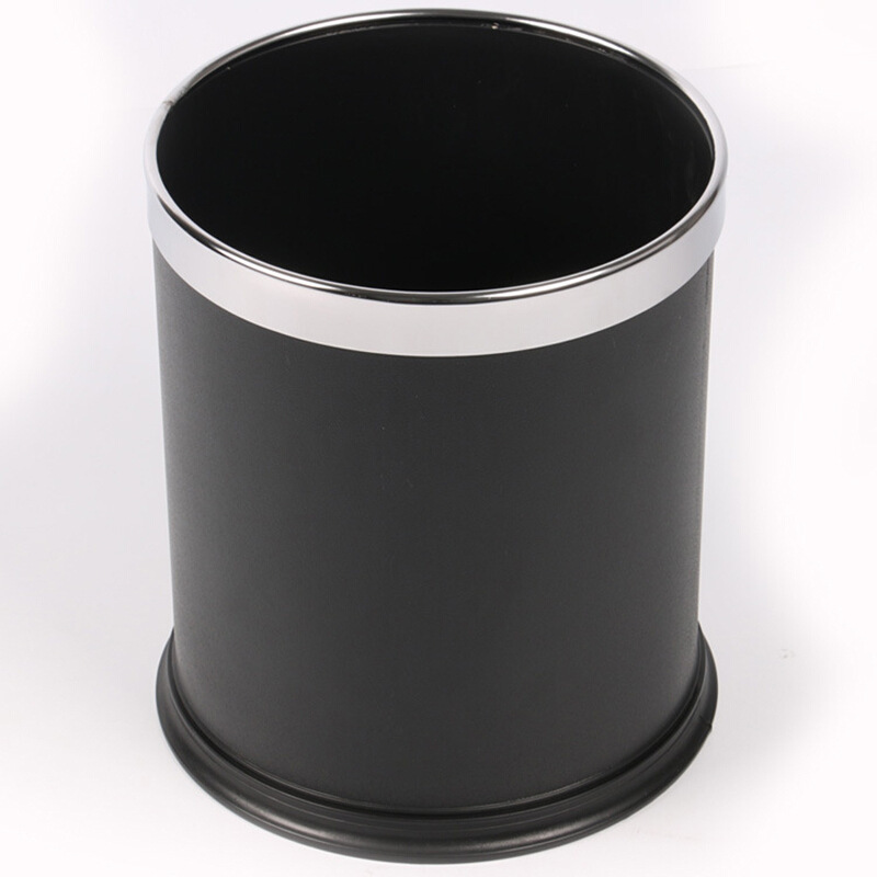 Special offer double-layer single-layer guest room bucket hotel trash can black paint thickened stainless steel guest room flame retardant bucket