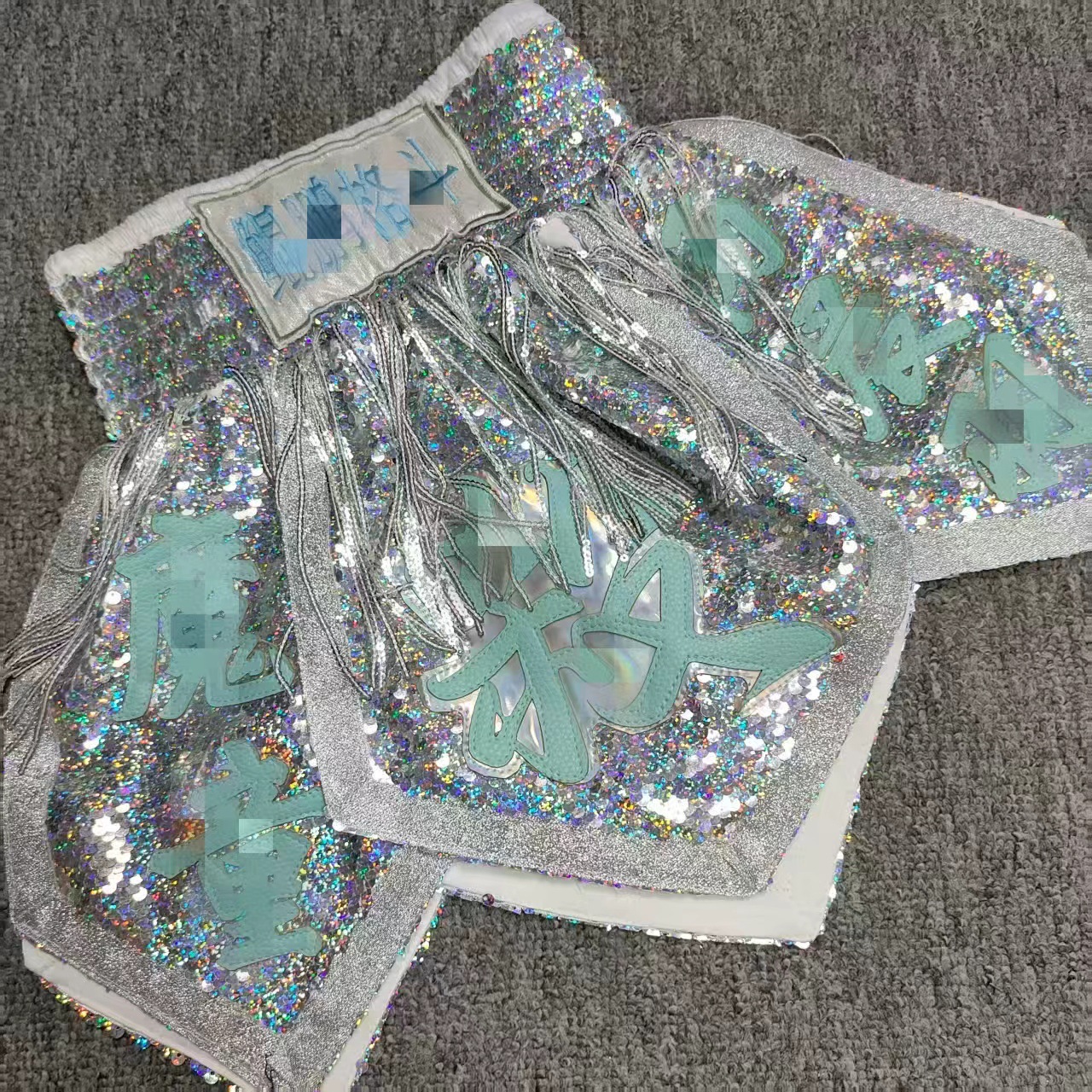 Customized Armor-Style Sequin Boxing and Martial Arts Training Uniforms for Men and Women, Personalized Muay Thai Shorts