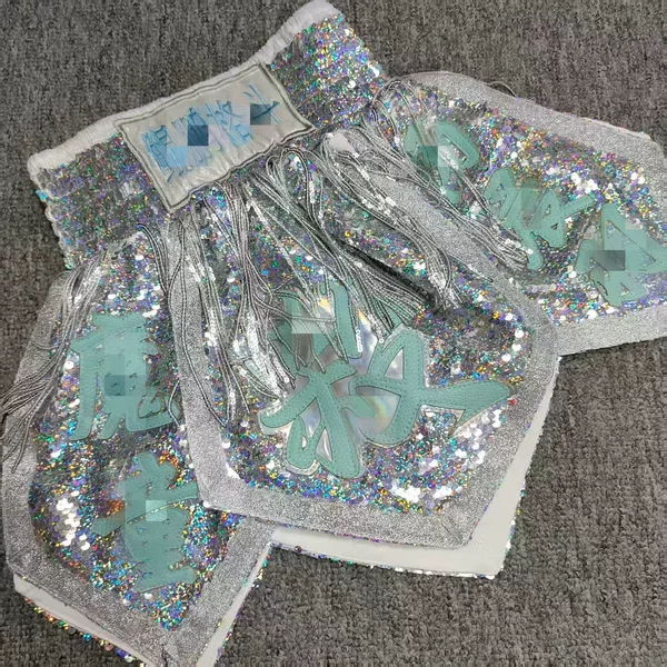 Customized Armor-Style Sequin Boxing and Martial Arts Training Uniforms for Men and Women, Personalized Muay Thai Shorts