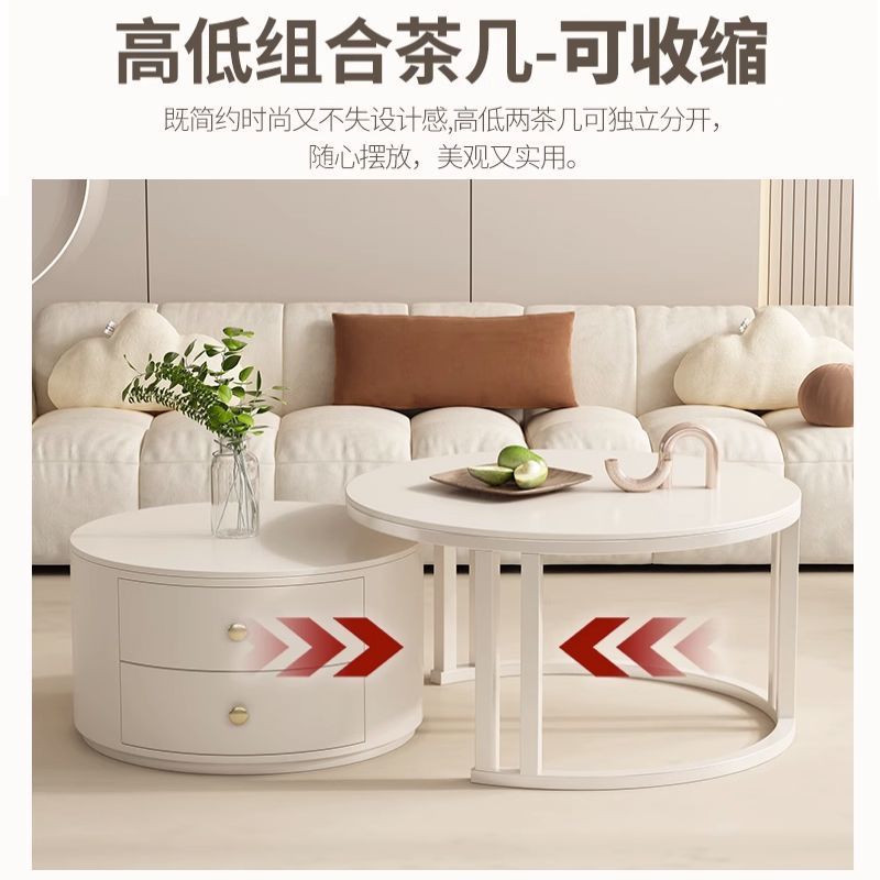 Tabla de té de roca de viento de crema, sala de estar pequeña, mesa de té de estilo explosivo, mesa de té redonda moderna y lujosa, combinación de mesa de té