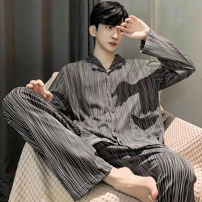 2025 New Men's Pajamas Spring Autumn Winter Thin Cartoon Student Teenagers Plus Size Long Sleeves Long Pants Home Clothes