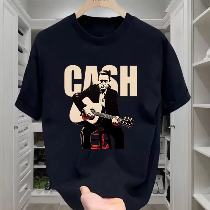 Johnny Cash Shirt Camisetas Cotton Round Neck Men's Clothing Printed Graphic T-Shirt Pure Cotton T-Shirt Women
