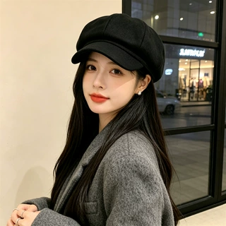 秋冬时尚八角帽子女个性潮流英伦女款新款保暖气质日系鸭舌贝雷帽