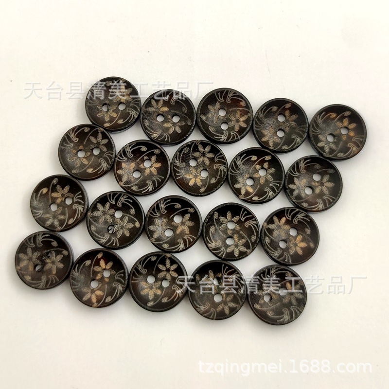 15mm negro/azul con caja de pintura Botón de tazón botón de madera hermosa decoración para niños Botón de madera en forma de tazón 100 piezas un paquete