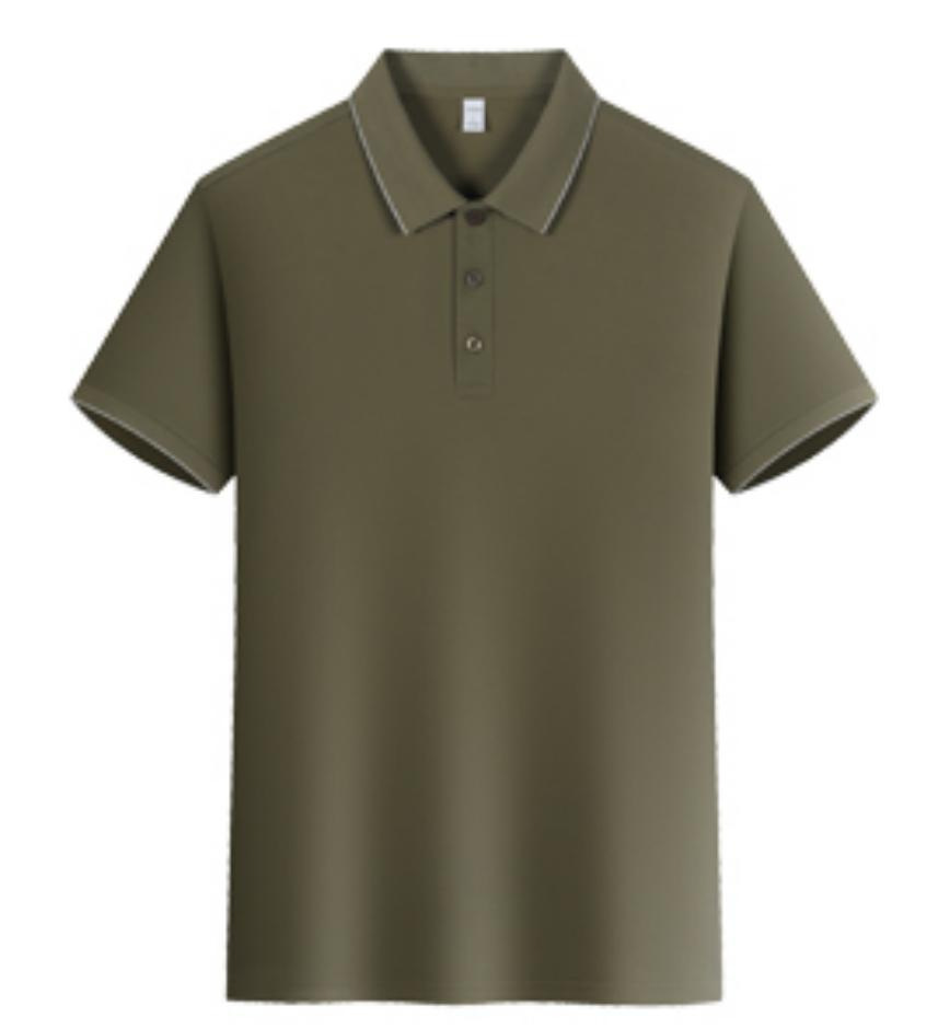 Calidad Verano frío, transpirable, ligero, lujo, fragancia fresca, poliéster, amoníaco, solapa de color sólido, camisa POLO en vivo, camiseta de manga corta