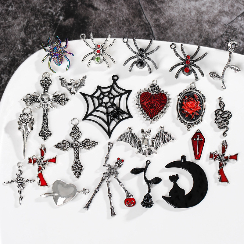 Yiwu Accessories Jewelry Punk European and American Style Retro Spider Bat Heart Cross Gothic Accessories