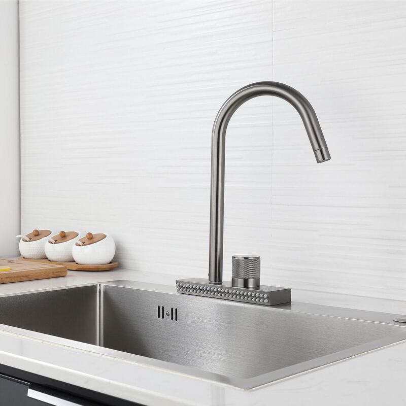 Stainless Steel Gunmetal Raindance Waterfall Faucet Large Single-Slot Sink Dishwashing Basin Pull-Out Faucet Large Compatible Spray Head Stainless Steel Gunmetal Raindance Waterfall Faucet Large Single-Slot Sink Dishwashing Basin Pull-Out Faucet Large Compatible Spray Head