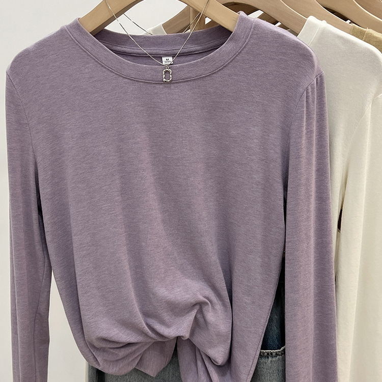 Cashmere Soft and Smooth Thin T-Shirt Top for Women, Loose Long-Sleeved 2026 Spring New Round Neck Inner Layer Base Shirt